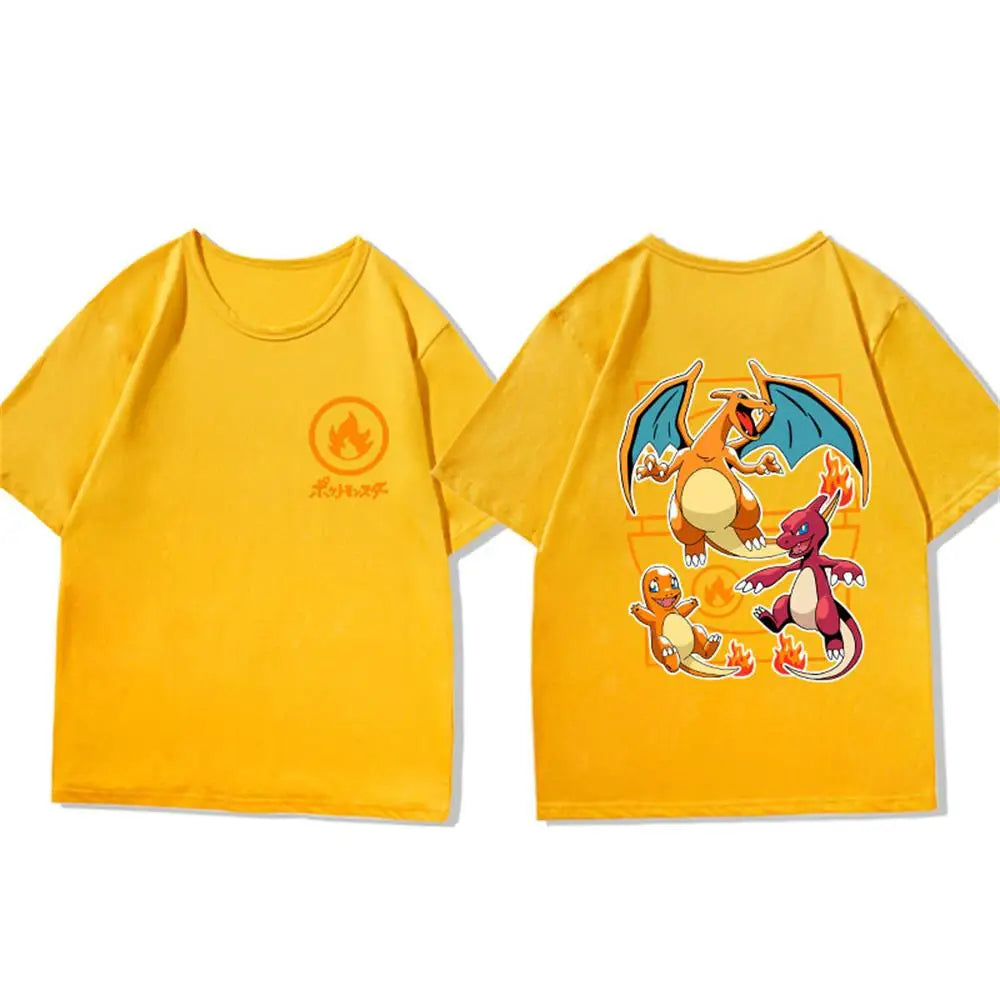 （Miniso)Pokemon T-shirt Picachu Gunn Ghost Super Dream Men Cotton T-shirt Top Summer Women Cotton T-Shirt Mens Clothing