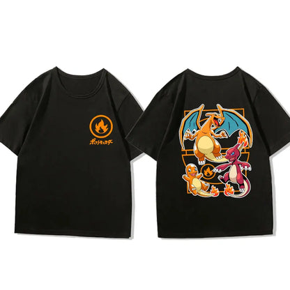 （Miniso)Pokemon T-shirt Picachu Gunn Ghost Super Dream Men Cotton T-shirt Top Summer Women Cotton T-Shirt Mens Clothing