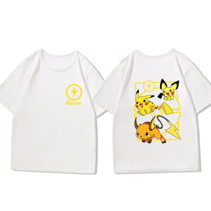 （Miniso)Pokemon T-shirt Picachu Gunn Ghost Super Dream Men Cotton T-shirt Top Summer Women Cotton T-Shirt Mens Clothing