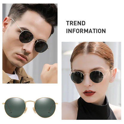 Classic Small Frame Round Sunglasses Women/Men Brand Designer Alloy Mirror - TaMNz