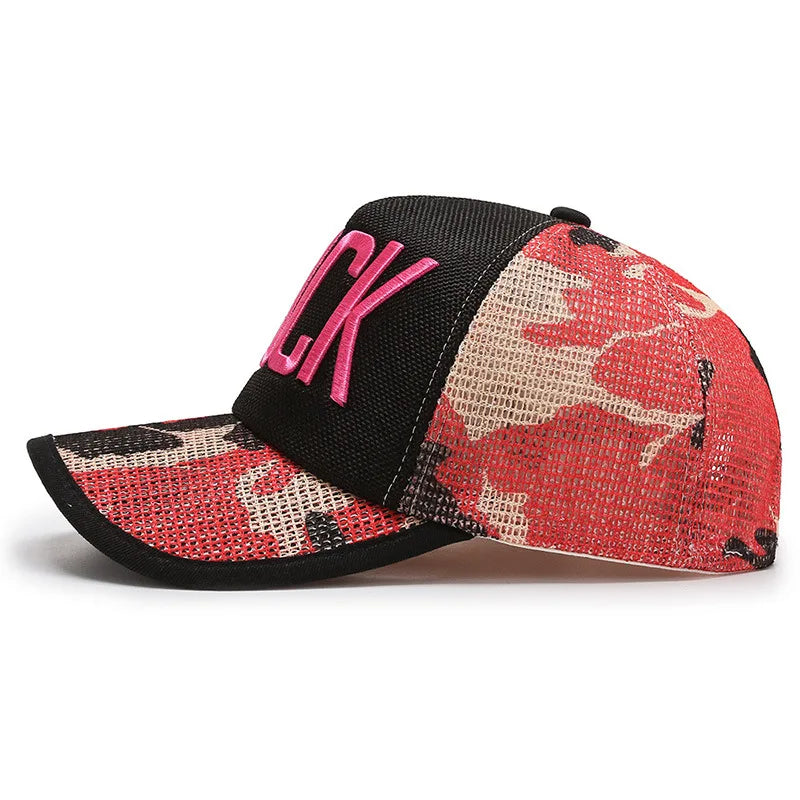 Autumn hat Mesh camouflage Men and Women breathable Sunshade Baseball hat linen embroidery Letter Fashion duck tongue Yong hat