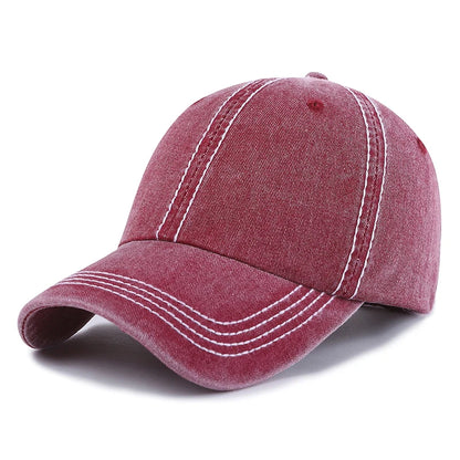 Solid Color Washed Cotton Baseball Caps Men's and Women's Casual Adjustable Outdoor Hat - Tamnz