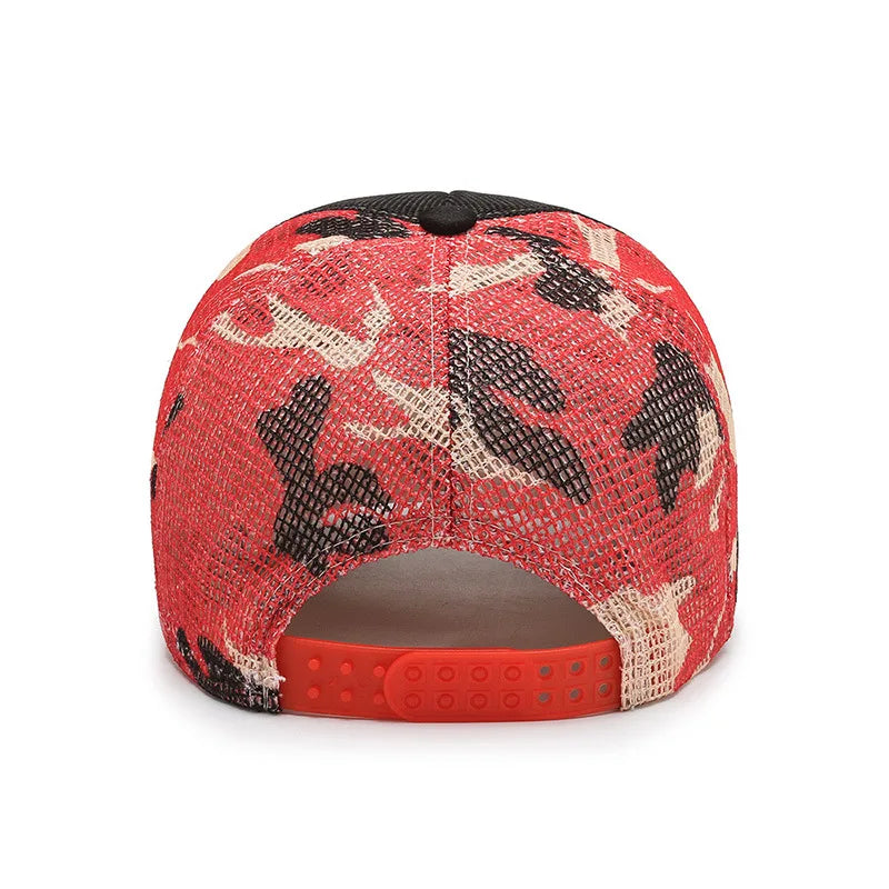 Autumn hat Mesh camouflage Men and Women breathable Sunshade Baseball hat linen embroidery Letter Fashion duck tongue Yong hat