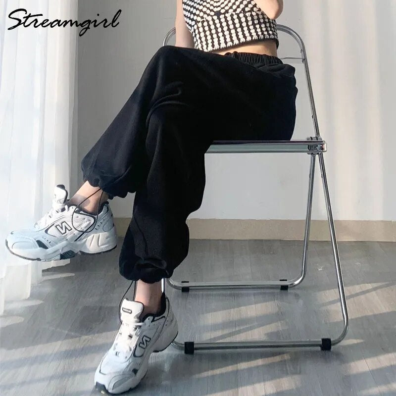 Gray Sweatpants Women 2023 Autumn Oversize Khaki Women Pants High Waist Women's Joggers Loose Women's Sports Pants Sweatpants - TaMNz