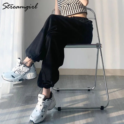 Gray Sweatpants Women 2023 Autumn Oversize Khaki Women Pants High Waist Women's Joggers Loose Women's Sports Pants Sweatpants - TaMNz