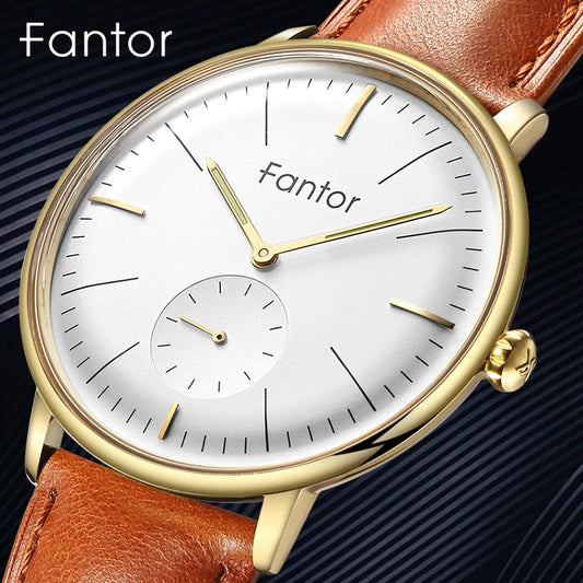Fantor Luxury Men Watch Leather Geniune Wristwatch Fashion Casual Classic Quartz