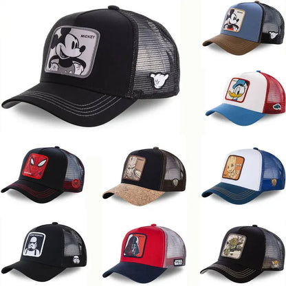 High Quality Disney Brand Anime Cartoon Snapback Cotton Baseball Cap Men Women Hip Hop Dad Mesh Hat Trucker Hat Dropshipping