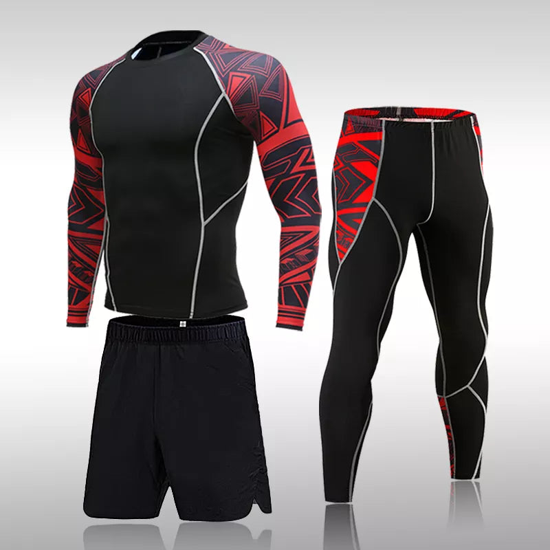 Quick-Drying Sportswear Compression Suit Fitness Training 3-Piece Sports Tights - TaMNz