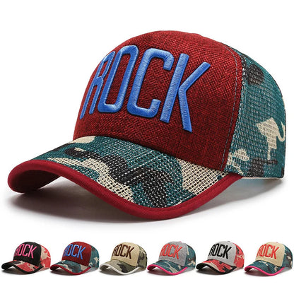 Autumn hat Mesh camouflage Men and Women breathable Sunshade Baseball hat linen embroidery Letter Fashion duck tongue Yong hat