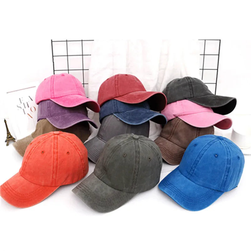 Solid Color Washed Cotton Baseball Caps Men's and Women's Casual Adjustable Outdoor Hat - Tamnz