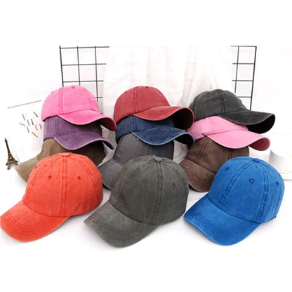 Solid Color Washed Cotton Baseball Caps Men's and Women's Casual Adjustable Outdoor Hat