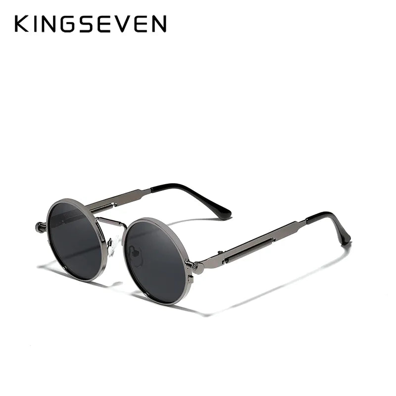 Gothic Steampunk Sunglasses Polarized Brand Designer Vintage Round Metal Frame - TaMNz