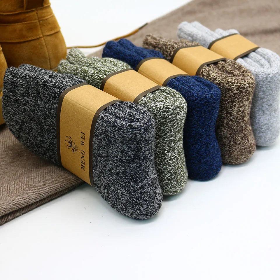 Winter Men's Merino Wool Socks Super Thick Warm High Quality Harajuku Retro Snow Casual Antifreeze Cashmere Socks Men 3 Pair - TaMNz