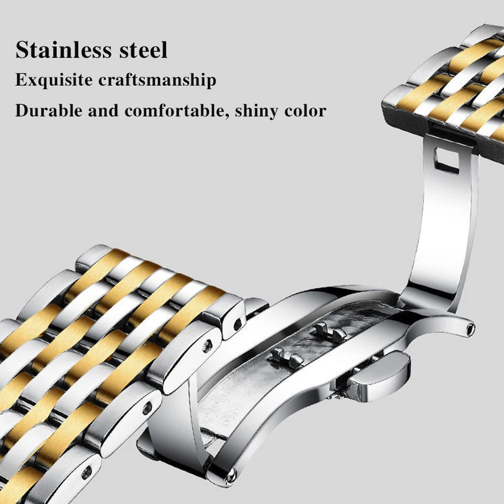 Stainless Steel Push Button Hidden Clasp Waterproof Luminous Date Week Sport Wrist Watches - TaMNz