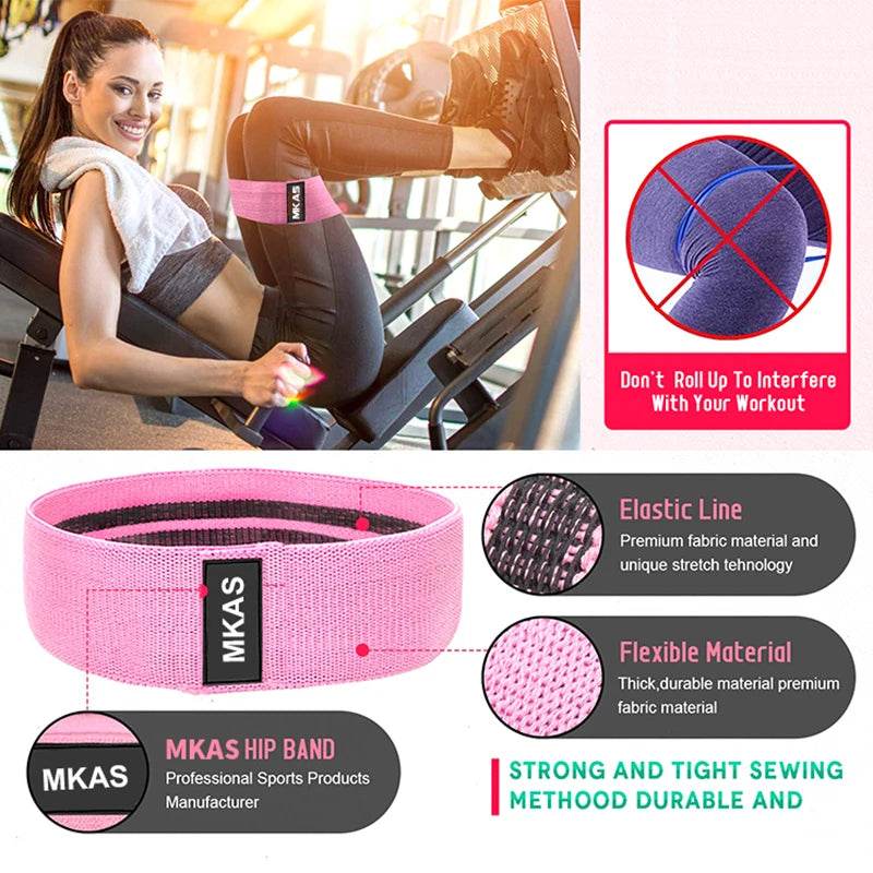 MKAS 3PCS Fitness Rubber Band Elastic Yoga Resistance Bands Set Hip Circle Expander Bands Gym Fitness Booty Band Home Workout - Tamnz