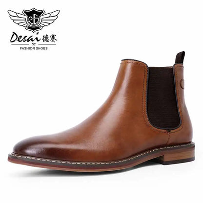 Men's Chelsea Boots Work shoes Genuine Cow Leather Handmade For Formal Dress Shoes - TaMNz