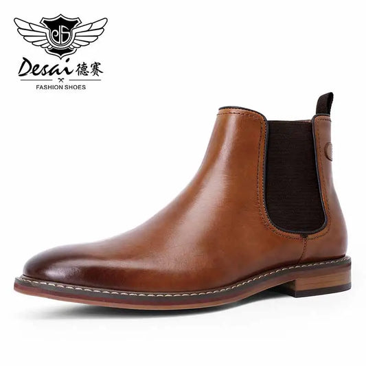Men's Chelsea Boots Work shoes Genuine Cow Leather Handmade For Formal Dress Shoes