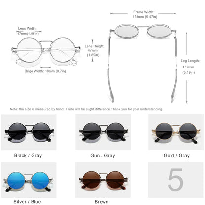 Gothic Steampunk Sunglasses Polarized Brand Designer Vintage Round Metal Frame - TaMNz