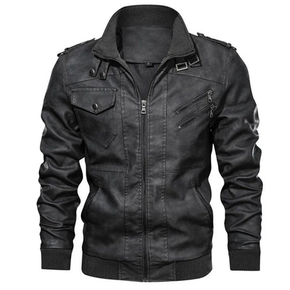 KB New Men's Leather Jackets Autumn Casual Motorcycle PU Jacket Biker Leather Coats Brand Clothing EU Size SA722 - Tamnz