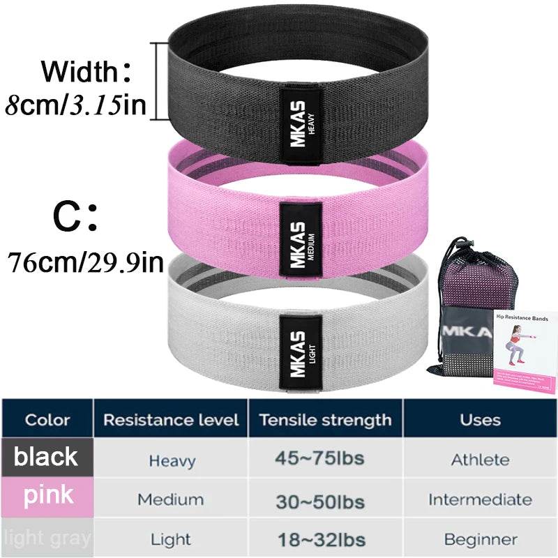 MKAS 3PCS Fitness Rubber Band Elastic Yoga Resistance Bands Set Hip Circle Expander Bands Gym Fitness Booty Band Home Workout - Tamnz