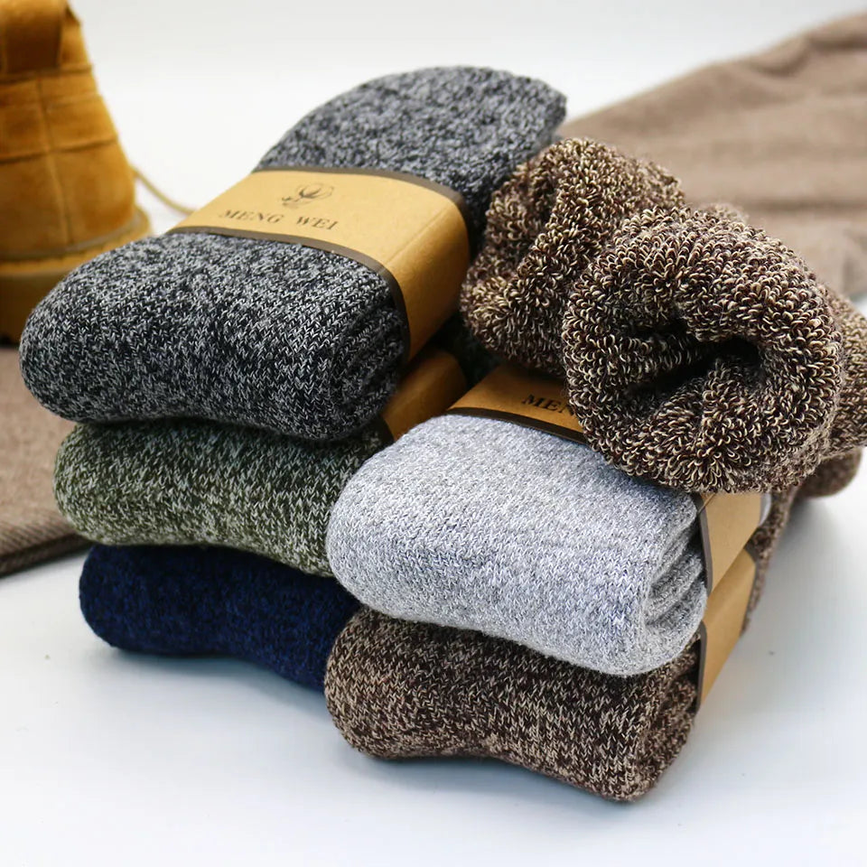 Winter Men's Merino Wool Socks Super Thick Warm High Quality Harajuku Retro Snow Casual Antifreeze Cashmere Socks Men 3 Pair - TaMNz