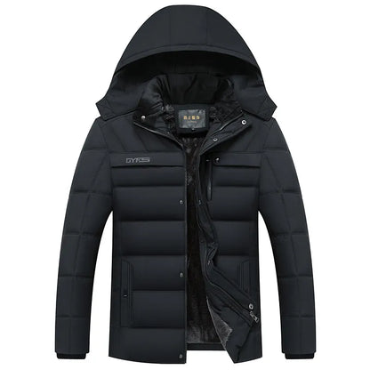 Fleece Hooded Winter Coat Men Thick Warm Mens Winter Jacket Windproof - TaMNz