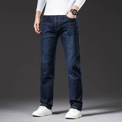 Autumn New Men's Regular Fit Classic Business Jeans Fashion Casual Stretch Denim Pants - TaMNz