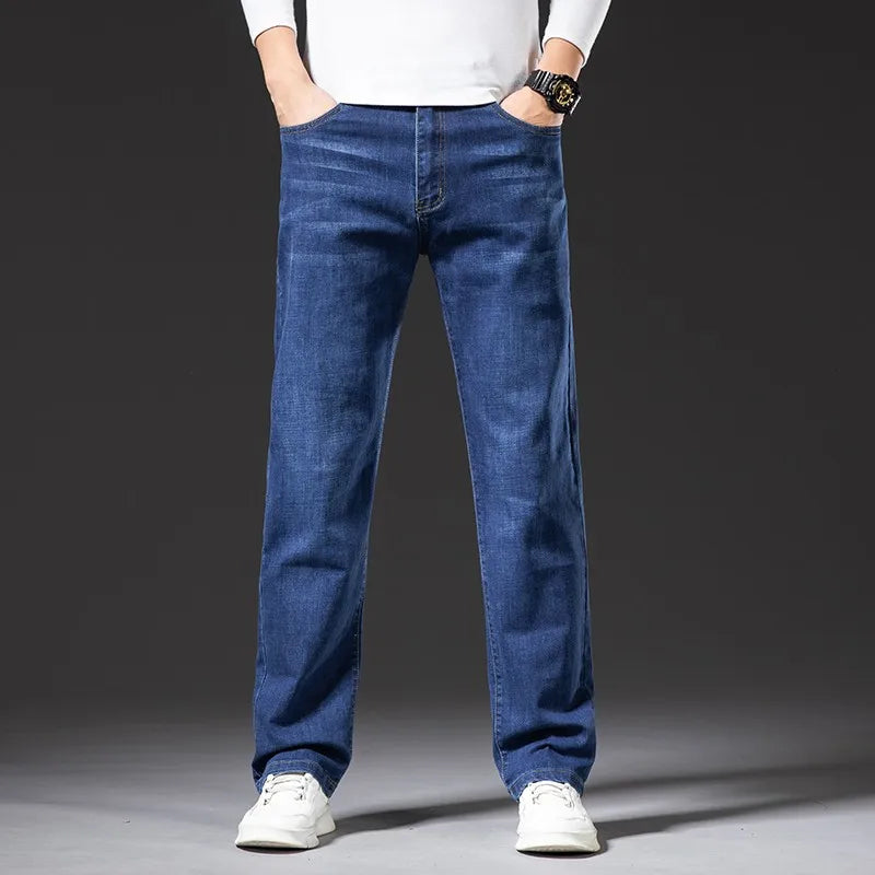 Autumn New Men's Regular Fit Classic Business Jeans Fashion Casual Stretch Denim Pants - TaMNz