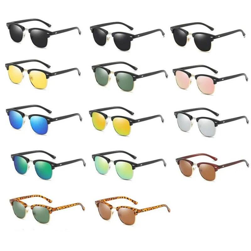 Classic Semi-Rimless Polarized Sunglasses Men's Women Square - TaMNz