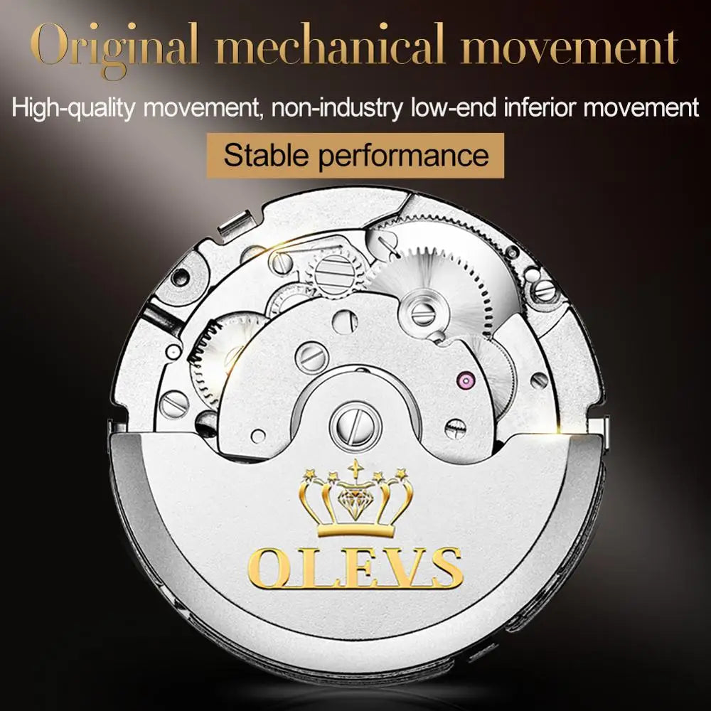 Automatic Mechanical Business Wristwatch Skeleton Calendar Stainless Steel Strap Watch - TaMNz
