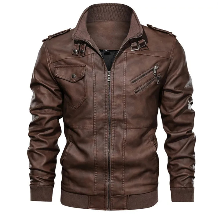 KB New Men's Leather Jackets Autumn Casual Motorcycle PU Jacket Biker Leather Coats Brand Clothing EU Size SA722 - Tamnz