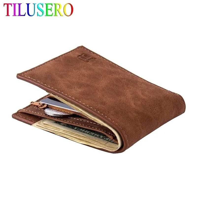 PU Leather Men's Wallet With Coin Bag Zipper Small Money Purses Dollar Slim Purse New Design Money Wallet - TaMNz