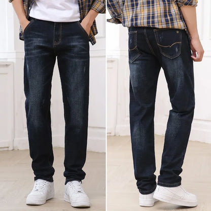 Loose Fit Classic Style Jeans Denim Pants Trousers Male Wide Leg Jeans Men's Slim Elastic Jeans Fashion - TaMNz