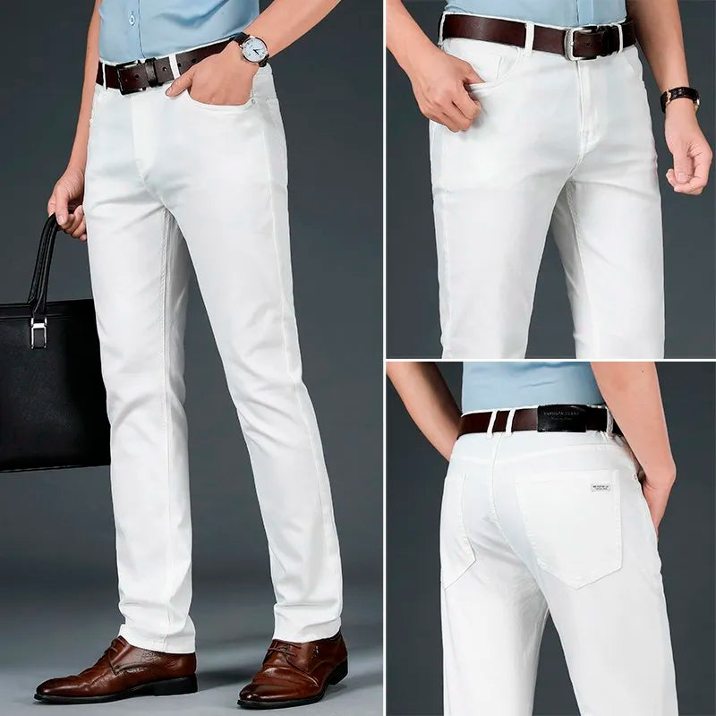 All White Jeans Regular Straight Washed Classic Pants - Tamnz