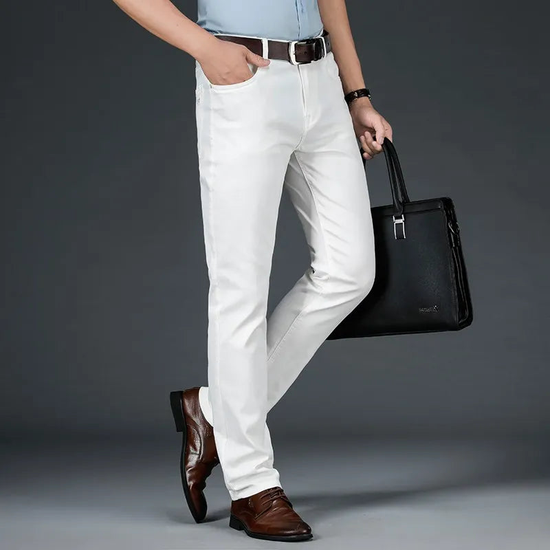 All White Jeans Regular Straight Washed Classic Pants - Tamnz