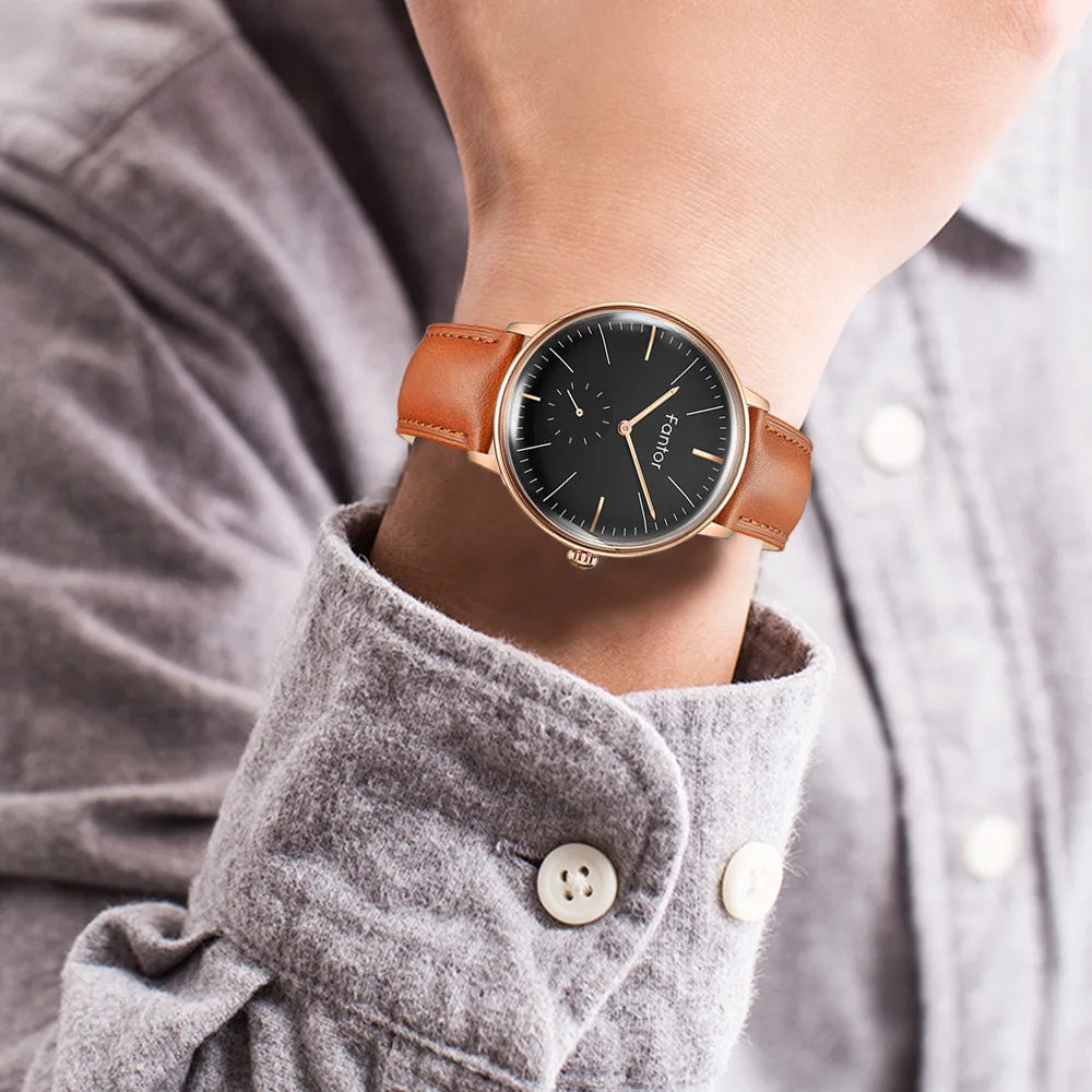Fantor Luxury Men Watch Leather Geniune Wristwatch Fashion Casual Classic Quartz - TaMNz