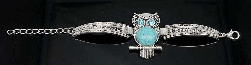 Classical Vintage Owl Turquoises Bracelet & Bangles for women men fashion jewelry silver plated Charm Friendship Bracelet - TaMNz