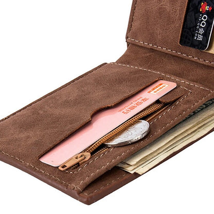 PU Leather Men's Wallet With Coin Bag Zipper Small Money Purses Dollar Slim Purse New Design Money Wallet - TaMNz