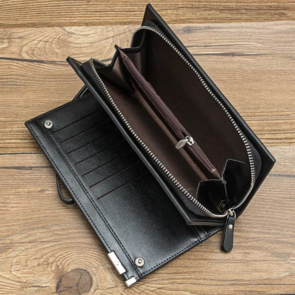 Business Long Zipper Large Capacity Quality Male Purse With Card Holder Multi-function Wallet For Men - TaMNz