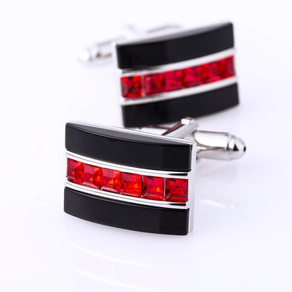Jewelry fashion shirt cufflink for mens gift Brand cuff button Red Crystal cuff link High Quality abotoaduras guests - TaMNz