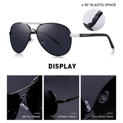 Men Classic Pilot Sunglasses HD Polarized Aluminum Driving Sun glasses Luxury Shades - TaMNz