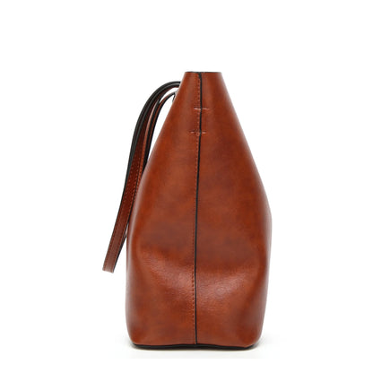 Waxing Leather bucket bag Simple Double strap handbag shoulder bags For Women 2024 All-Purpose Shopping tote sac bolsa feminina