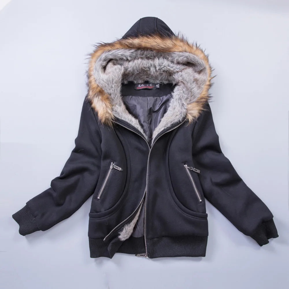 US Size S-3XL Upgraded Quality Jacket Women Spring Winter Coat Sweatshirt Large Raccoon Fur Hoodie Women Clothing #3002