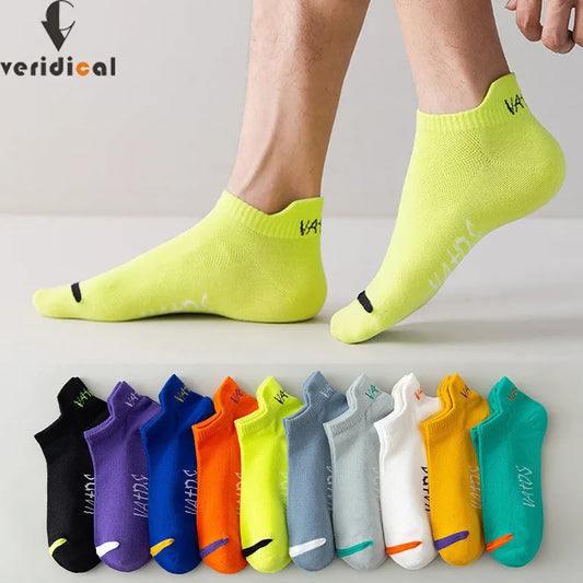 Bright Color Ankle No Show Socks Cotton Men Breathable Street Fashion Sport Deodorant,Invisible Travel Bike Running Socks Brand - TaMNz