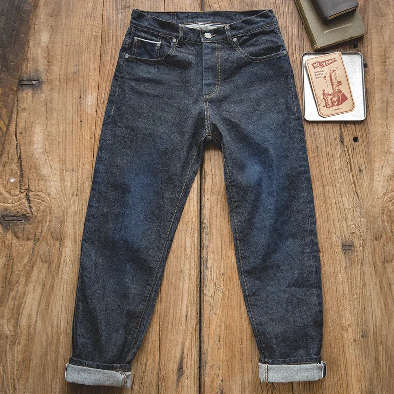 Raw Selvedge Denim Jeans men Regular Straight Fit Japanese Style Unwashed Jeans streetwear - TaMNz