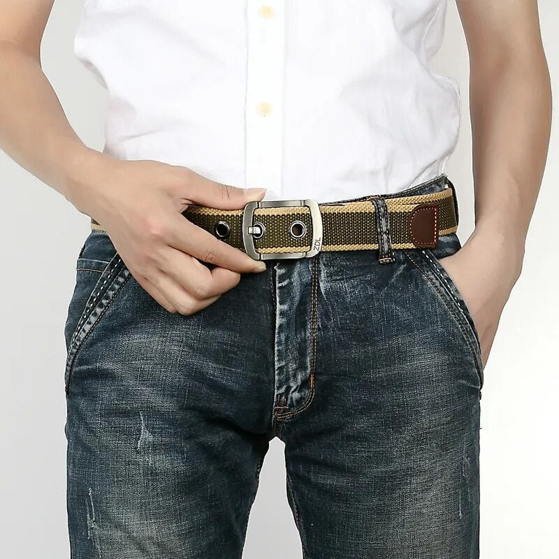 belt male belt canvas belts for men with fashionable metal buckle pins military tactical belts - TaMNz