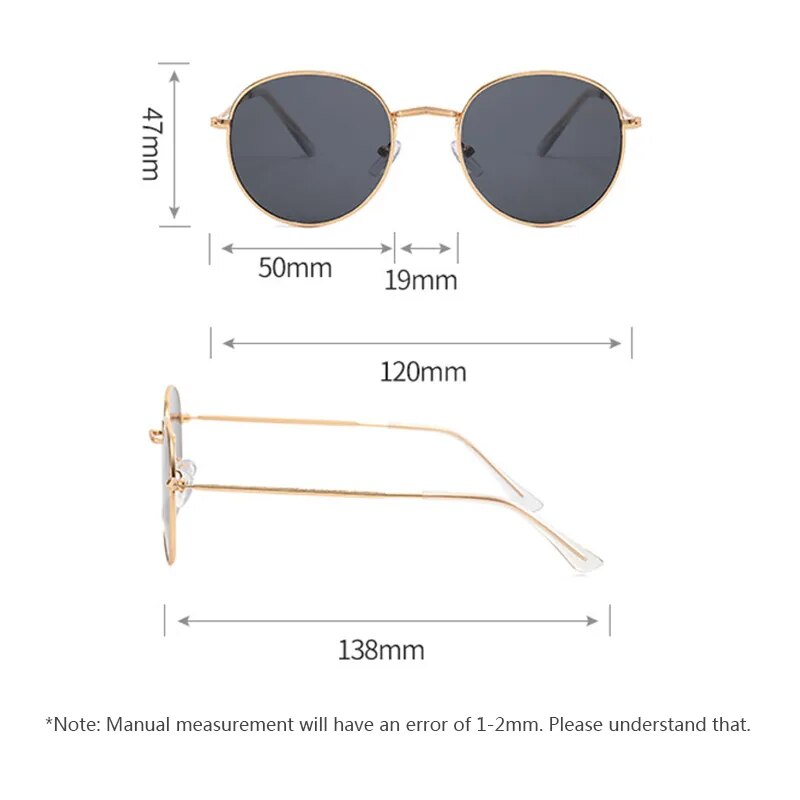 Classic Small Frame Round Sunglasses Women/Men Brand Designer Alloy Mirror - TaMNz