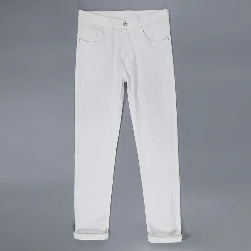 All White Jeans Regular Straight Washed Classic Pants - TaMNz