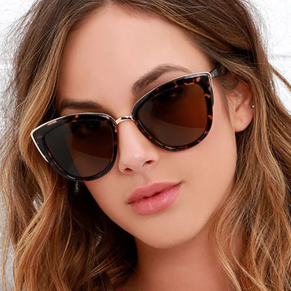 Brand Vintage Cat Eye Sunglasses Woman Retro Driving Round Metal Frame Sun Glasses For Female Mirror UV400 - TaMNz