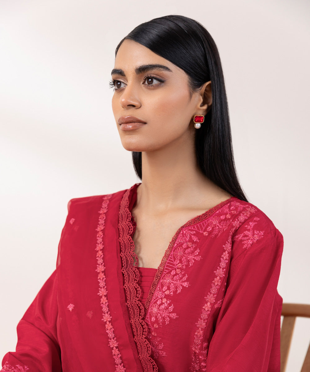 3 PIECE - EMBROIDERED RAW SILK SUIT | IMBASAT